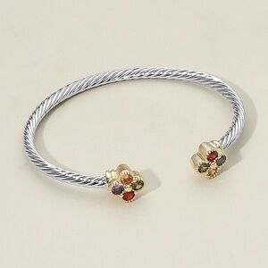 14K Gold Plated Colorful Floral CZ Multi Color Stone Tips